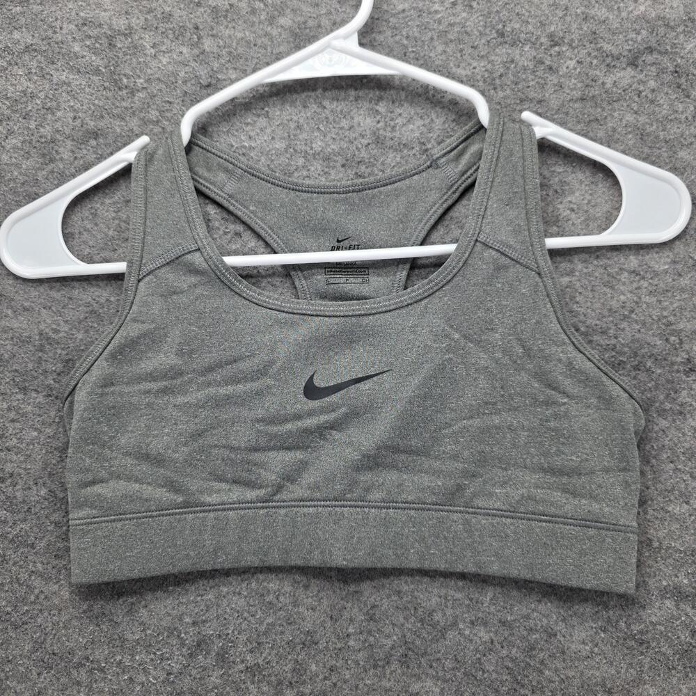 Nike Sports Bra Womens Small Gray Dri-FIT Racerback Athletic Gym Training Top